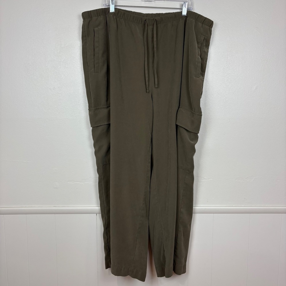 Old Navy Extra High-Waisted Drapey Cargo Super Wide-Leg Pants Sz XXL Olive Green - Picture 6 of 16